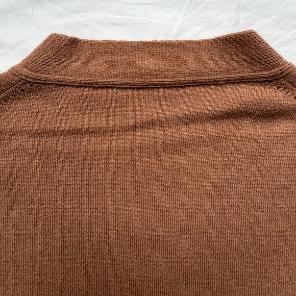 FERRAGAMO Camel Cashmere Cardigan V-Neck Sweater M/L - Picture 10 of 12